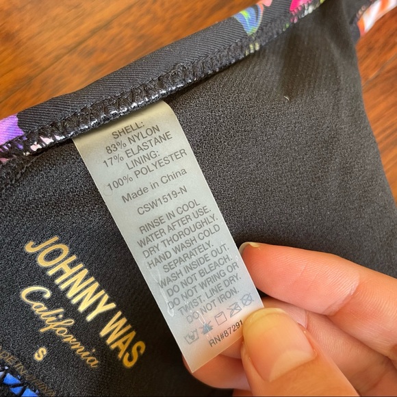 Johnny Was Caribbean Bikini Set Black Floral Embroidered Size Small - Picture 13 of 14